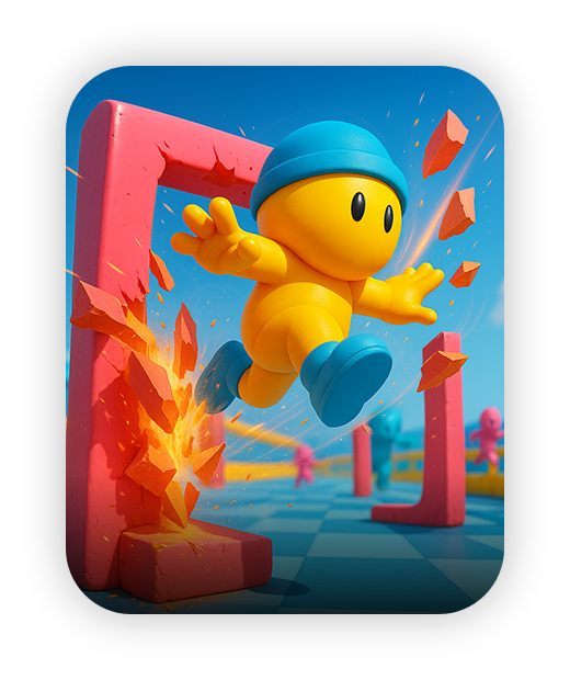 Wonder Trek kids motion sensor game character jumping through obstacles.