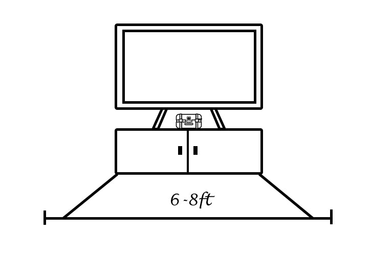 Wonder Trek gaming setup diagram, showcasing optimal play area dimensions.