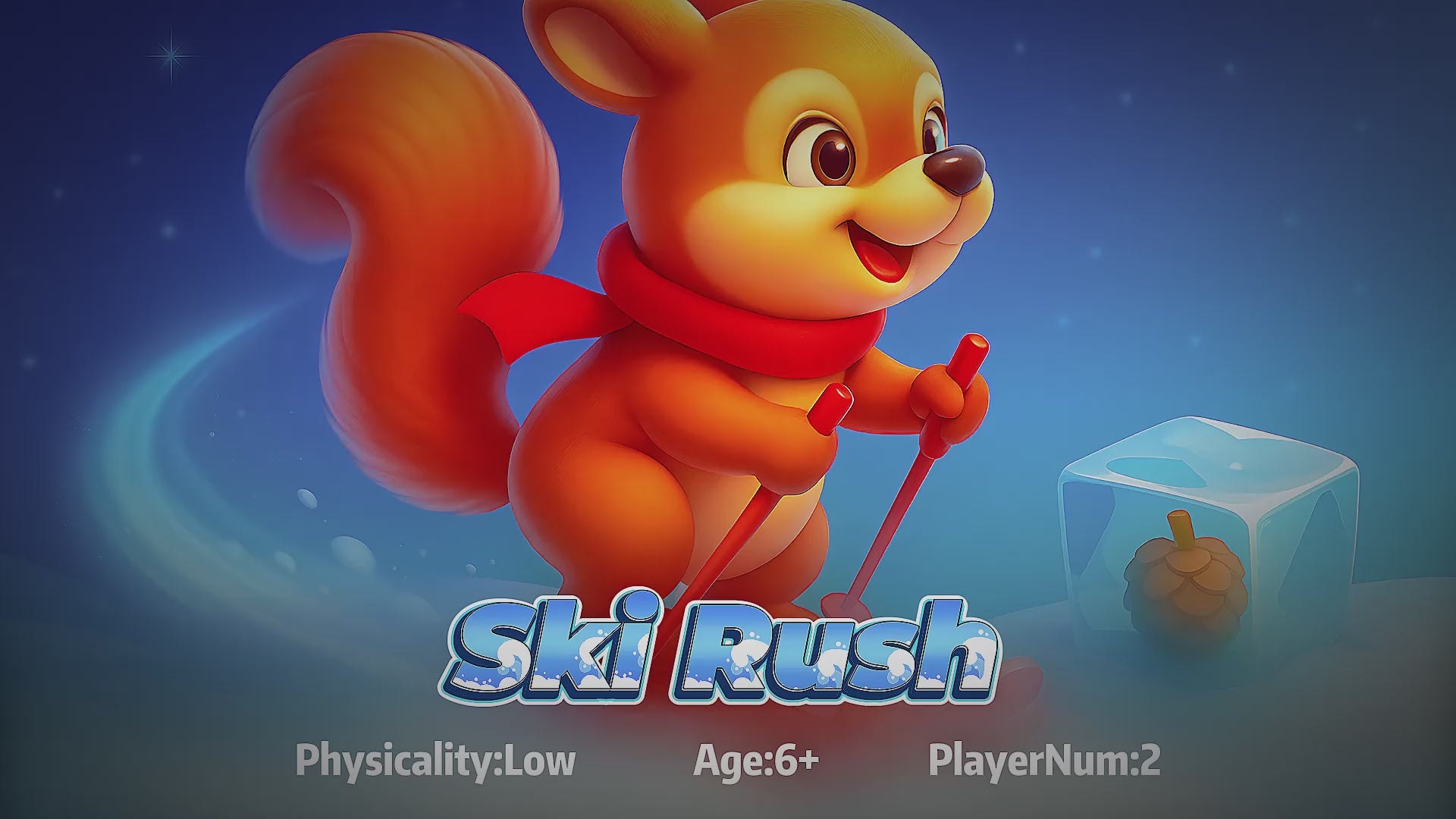 Wonder Trek Ski Rush game for kids, promoting active indoor family fun and education.
