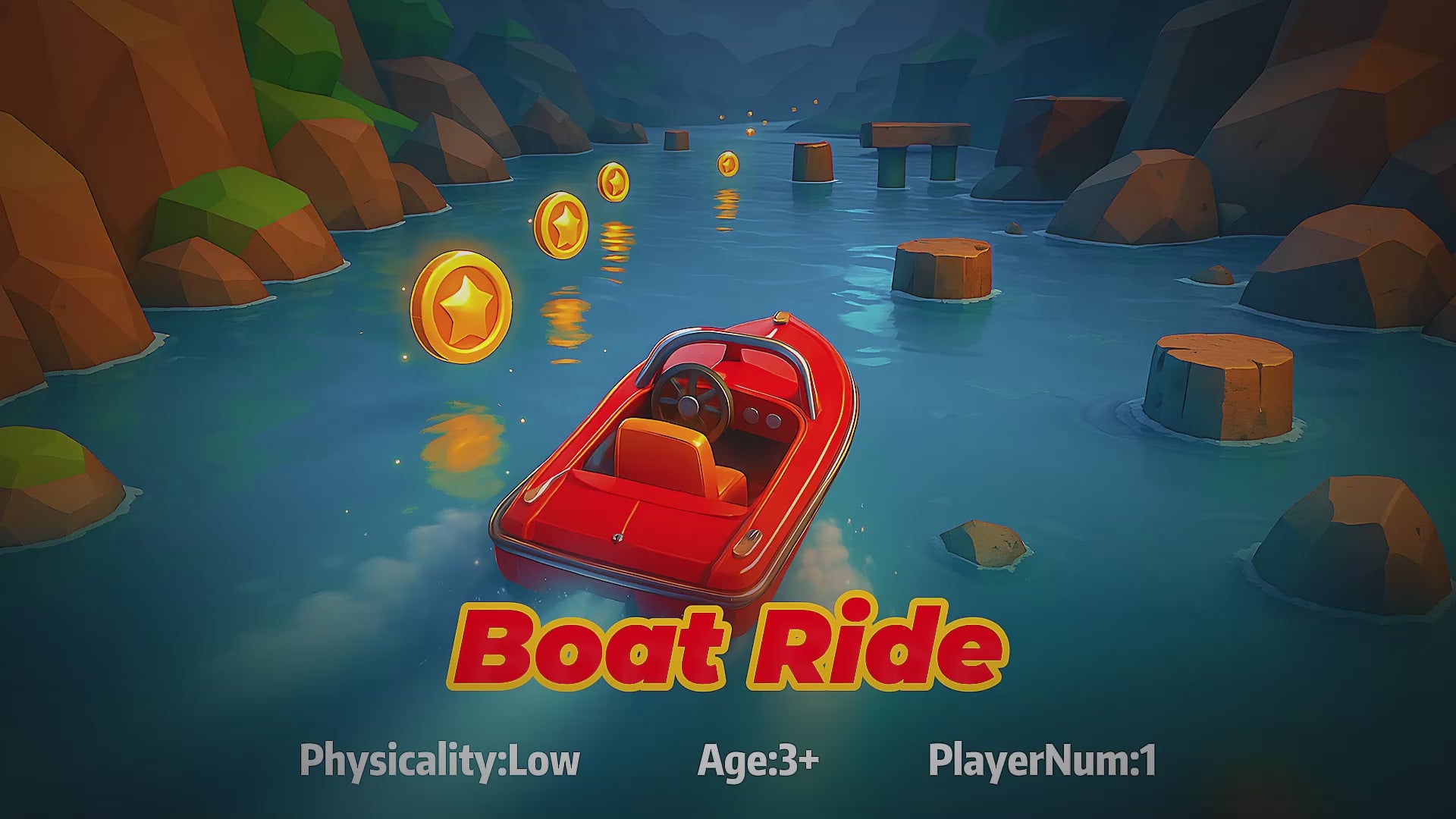Wonder Trek Boat Ride game for kids with low physicality, age 3+, single player.