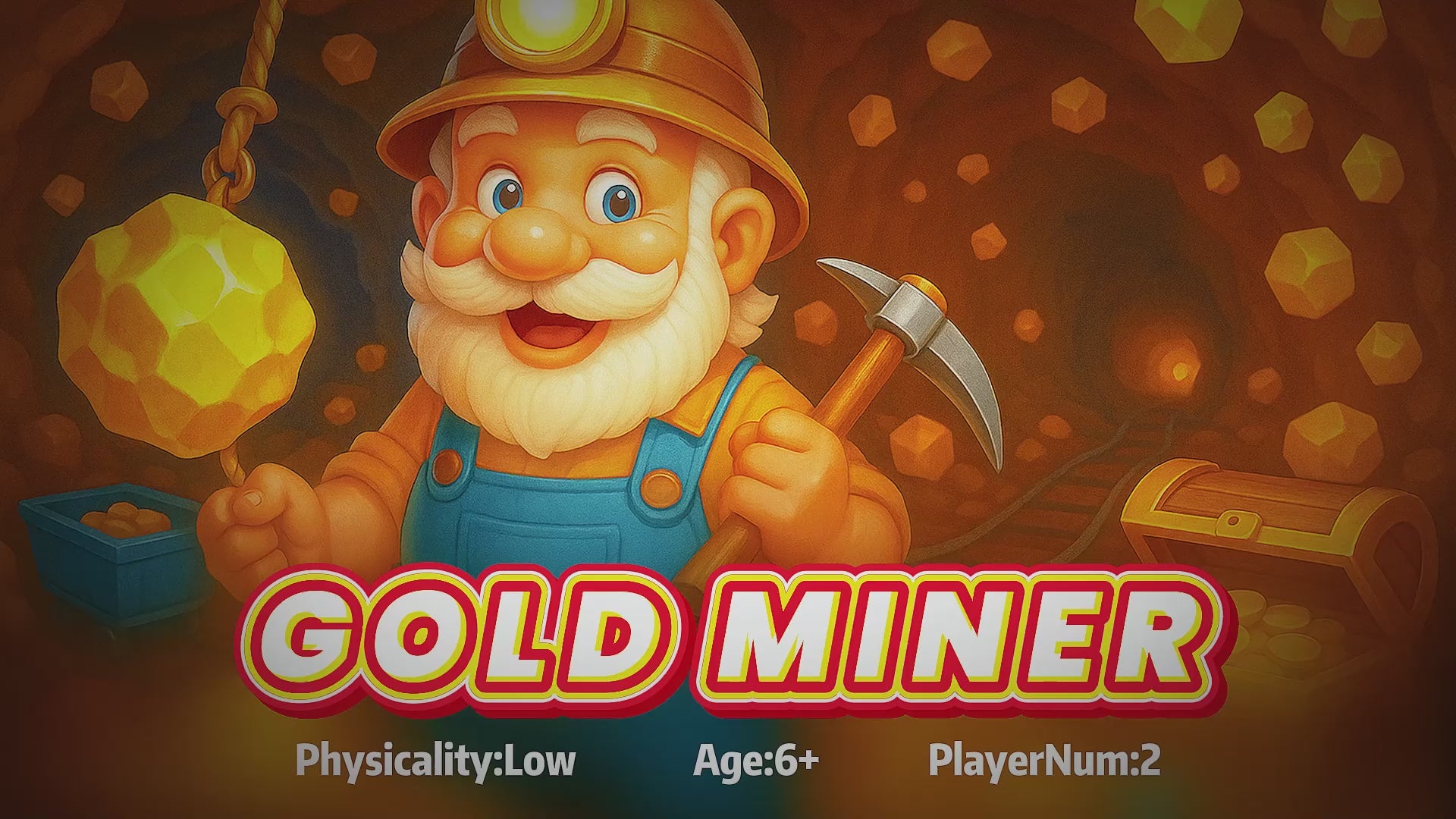 Wonder Trek Gold Miner game for kids, promoting family fun and indoor activities.