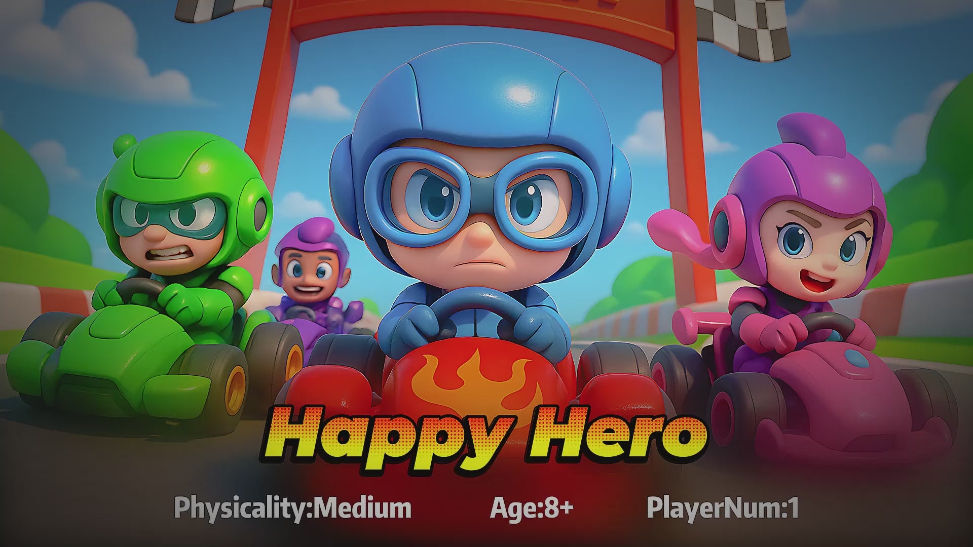 Wonder Trek 'Happy Hero' game for kids aged 8+, promoting family fun and active play.