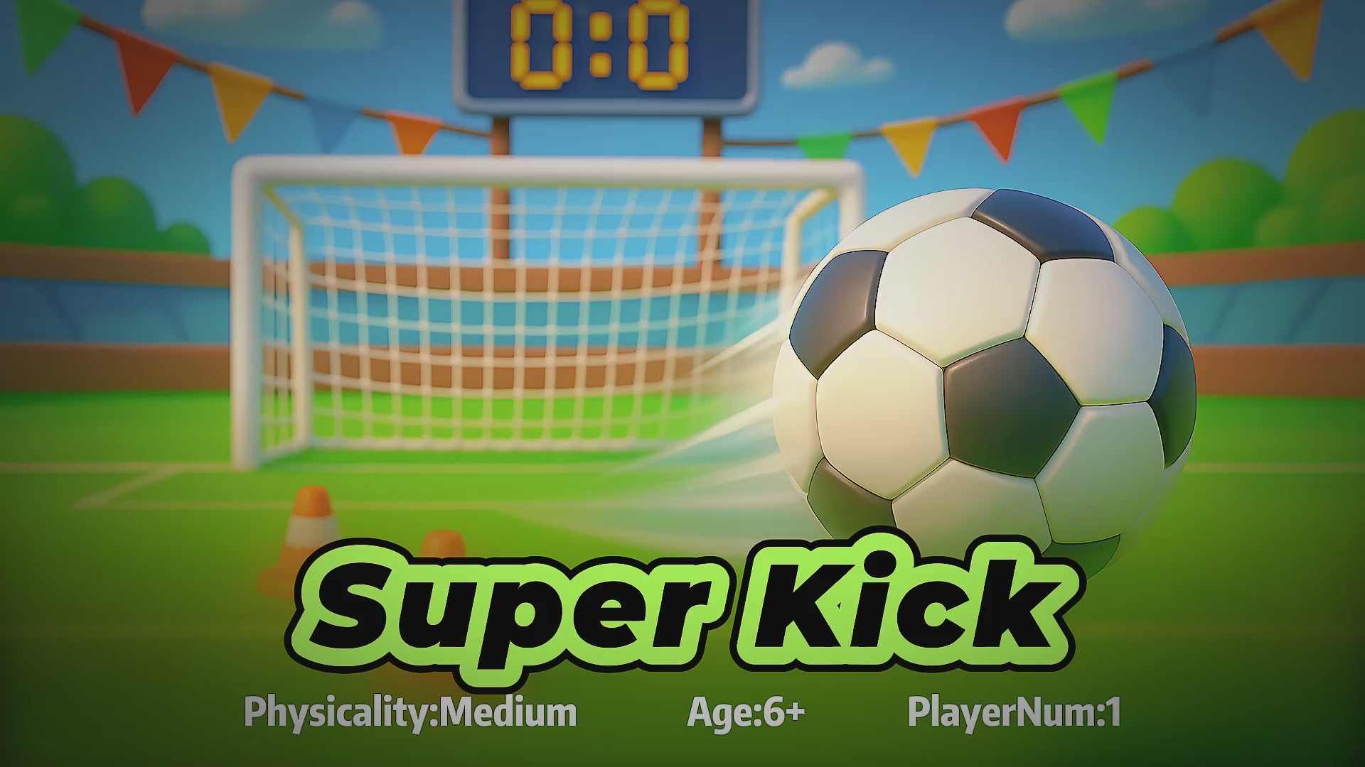 Wonder Trek Super Kick soccer game for kids, promoting active family fun indoors