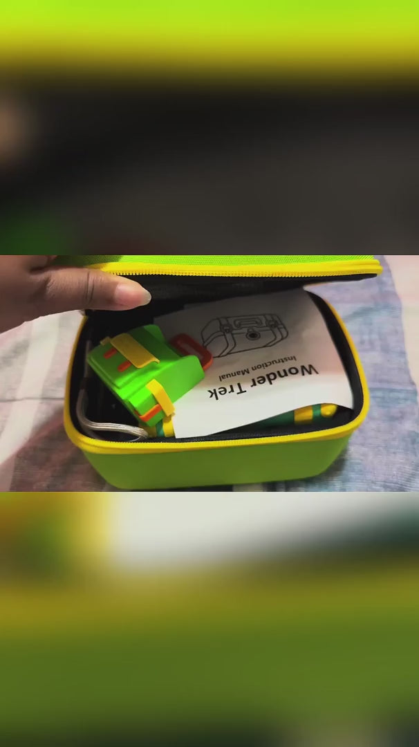 Wonder Trek portable gaming case with colorful accessories for family fun and active play.