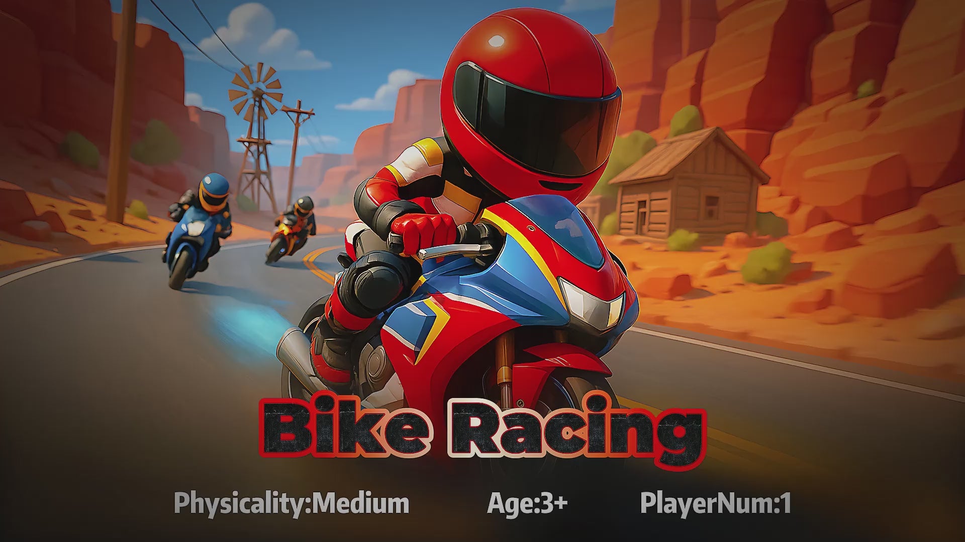 Wonder Trek Bike Racing game for kids with medium physicality and multiplayer fun